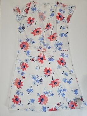 Gap Sundress Womens XS Red‎ White Blue Floral Flutter Sleeve
